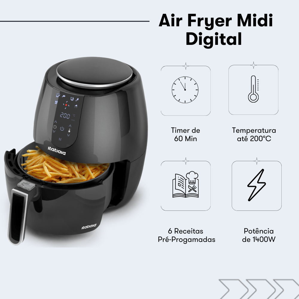 AIR FRYER 3,7 LITROS 127V MIDI - ITATIAIA - PRETA - Imagem 7