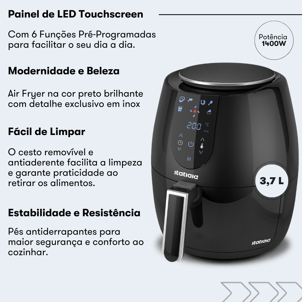 AIR FRYER 3,7 LITROS 127V MIDI - ITATIAIA - PRETA - Imagem 8