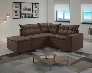 SOFA CANTO SANTA CLARA NEW PARMA PLUS C/PUFF - CHOCOLATE