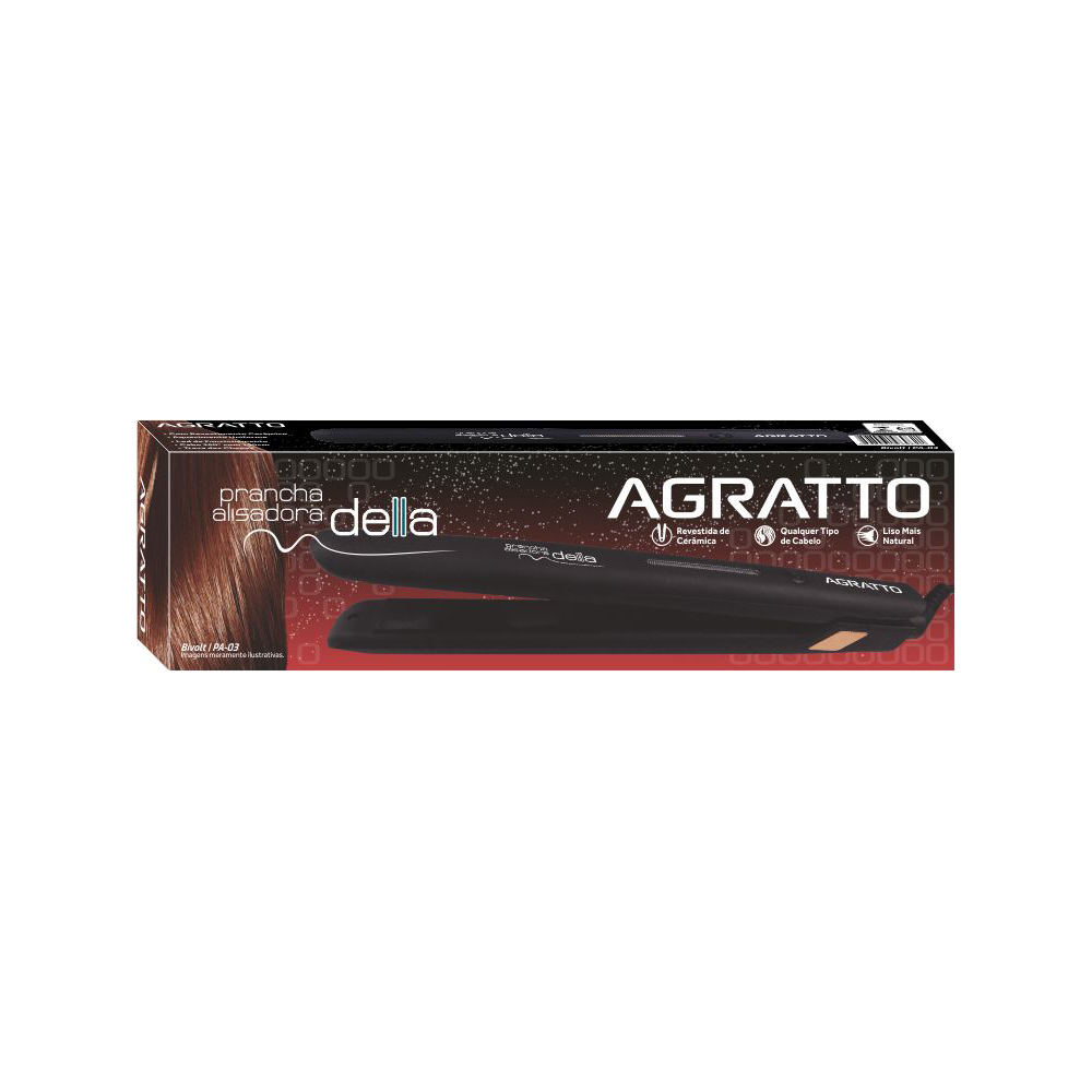 CHAPINHA PRANCHA ALISADORA 30W BIVOLT PRETA AGRATTO DELLA PA 03 - PRETO - Imagem 3