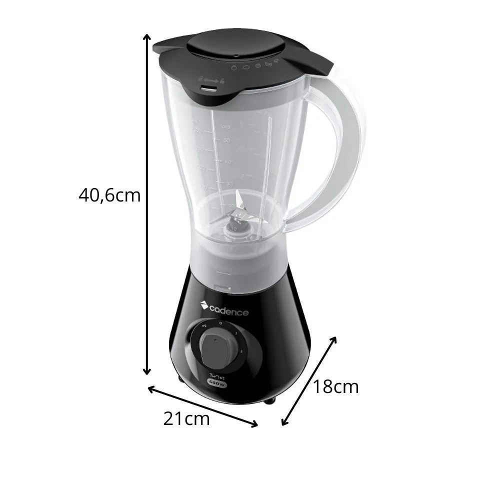 LIQUIDIFICADOR CADENCE LIQ100 TWIST 2,2L 2 VELOCIDADES + PULSAR 600W - PRETO - Imagem 2