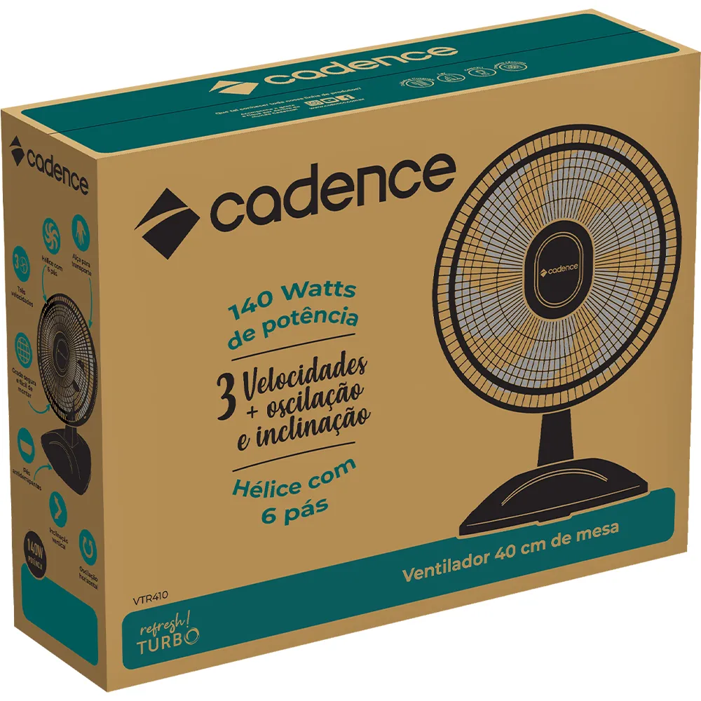 VENTILADOR CADENCE REFRESH TURBO VTR410 - PRETO - Imagem 10