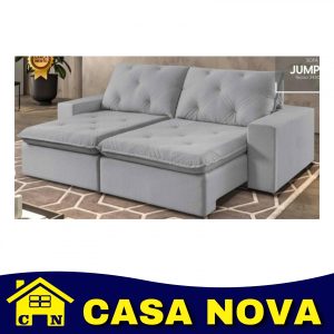 SOFA RETRATIL ESTOFART JUMP 250L - VELUDO CINZA CLARO - 2106