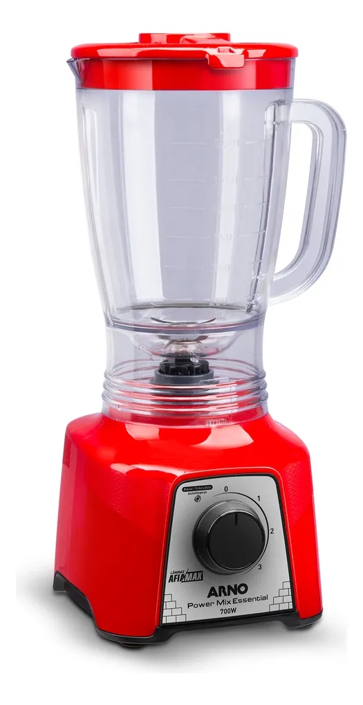LIQUIDIFICADOR ARNO POWER MIX 700W LQ19, JARRA DE 2,4L, 4 LÂMINAS AFIAMAX 18% MAIS AFIADAS, 3 VELOCIDADES, ALTA DURABILIDADE E DESEMPENHO SUPERIOR - VERMELHO - LQ18