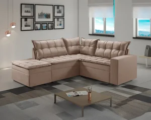 SOFA CANTO SANTA CLARA NEW PARMA PLUS C/PUFF - CREME 15