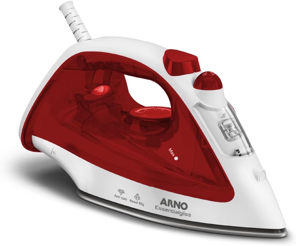 FERRO A VAPOR ARNO ESSENTIALGLISS COM BASE ANTIADERENTE, 1200W, FMQ 110V - BRANCO/VERMELHO - Imagem 7