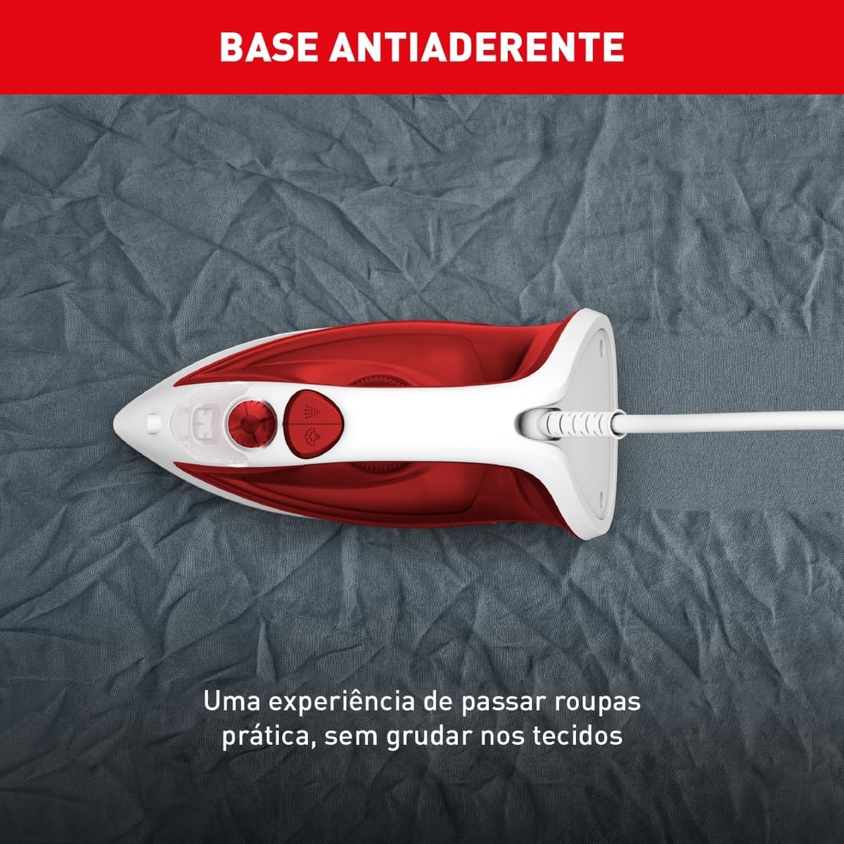 FERRO A VAPOR ARNO ESSENTIALGLISS COM BASE ANTIADERENTE, 1200W, FMQ 110V - BRANCO/VERMELHO - Imagem 3