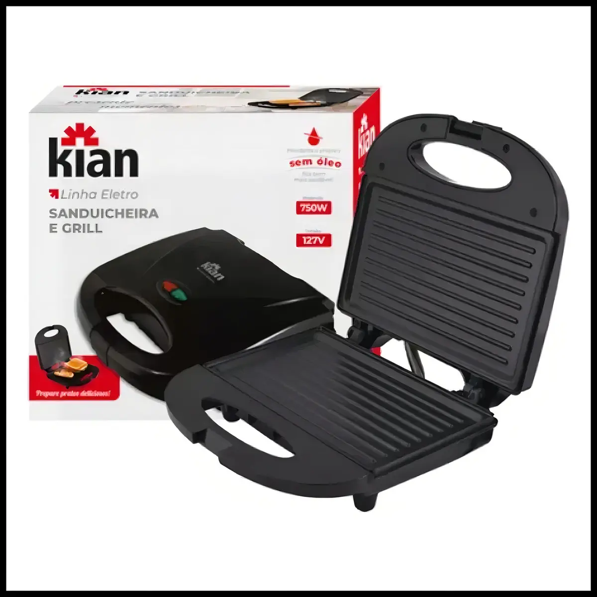 SANDUICHEIRA E GRILL MISTEIRA KIAN 750W - PRETA - Imagem 5