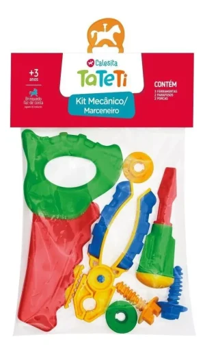 KIT MECÂNICO E MARCENEIRO TATETI 7 PEÇAS SACOLA - COLORIDO
