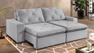 SOFA RETRATIL ESTOFART JUMP 290L - VELUDO CINZA CLARO - 2106